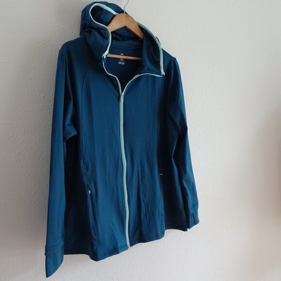Under Armour Fitted Jacket Women's Size 1X Teal Blue Meridian Activewear - Picture 4 of 11